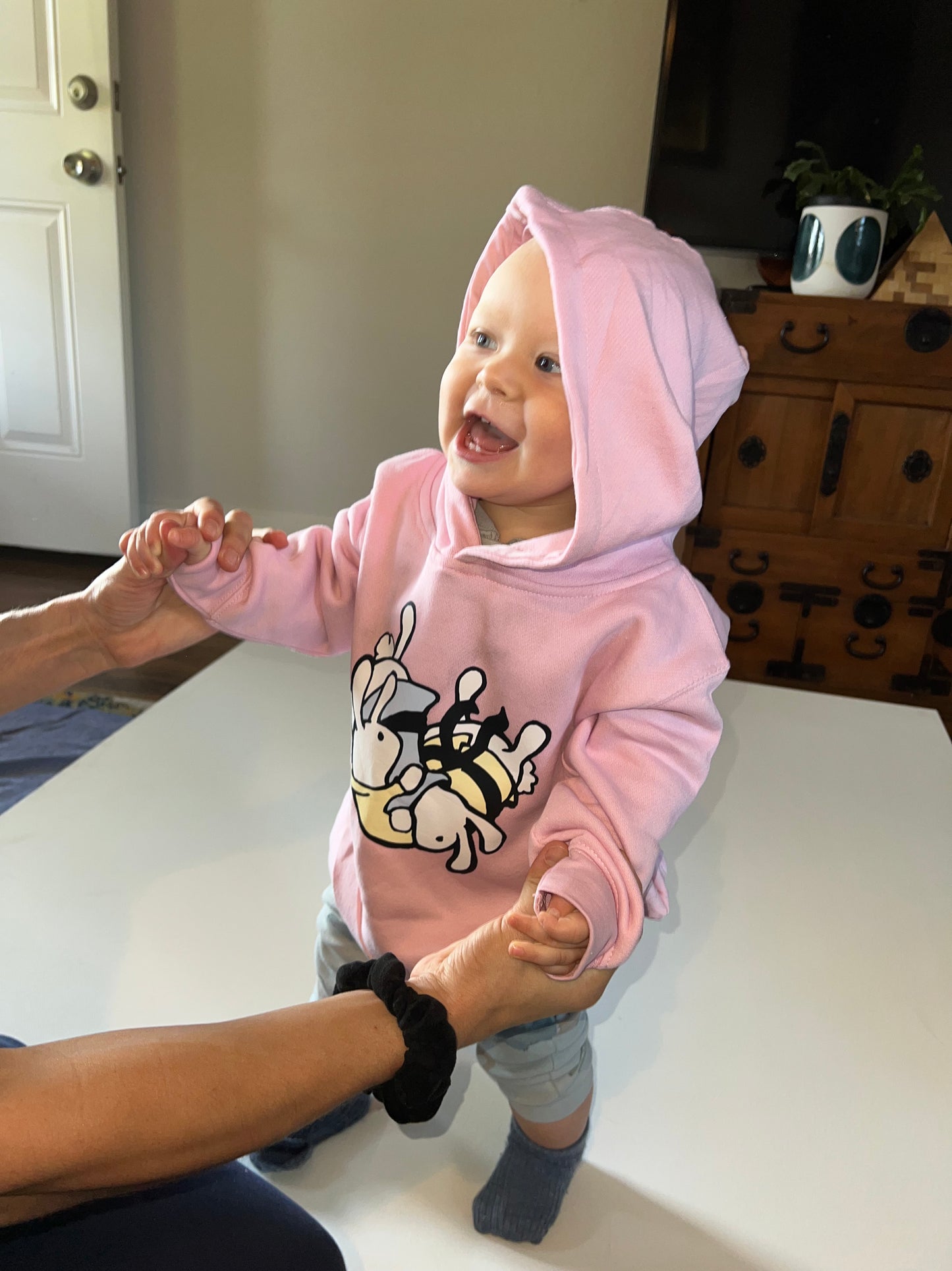 Baby Bunnies Go To Jiu-Jitsu Hoody (Pink)